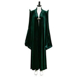 Professor Mcgonagall Costume Adult Women’s Green Velvet Cloak Cape Robe Black Witch Hat Halloween Party Accessory - Glow-Paradise