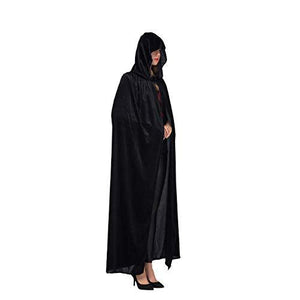 Spooktacular Creations Long Hooded Cloak Velvet Cloak Halloween Women Witch Cape Costume Accessory Black - Glow-Paradise