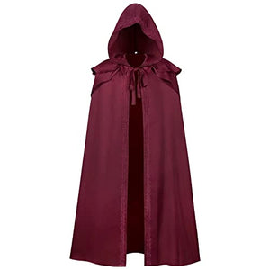 CNECIN Gothic Mysterious Renaissance Wizard Witch Hooded Cloak Halloween Cosplay Costume Party Cape for Men Women - Glow-Paradise