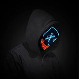 Halloween Scary Mask with LED Gloves Kit, LED Costume Mask EL Wire Light Up Mask for Halloween Costume Festival Cosplay (Blue & Red) - Glow-Paradise