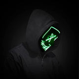 Halloween Scary Mask with LED Gloves Kit, LED Costume Mask EL Wire Light Up Mask for Halloween Costume Festival Cosplay (Green) - Glow-Paradise