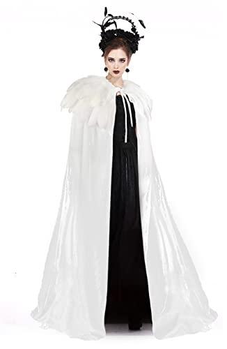 JEGERMIG Neutral Role-Play Vampire Cloak with Feathers Medieval Knight Cape White - Glow-Paradise