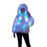 LED Coat – Fancy LED Light Faux Fur Jacket – Hooded Rave LED Jacket for Men and Women (M) - Glow-Paradise
