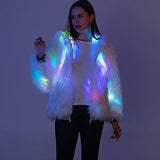 LED Coat – Fancy LED Light Faux Fur Jacket – Hooded Rave LED Jacket for Men and Women (M) - Glow-Paradise