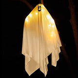JOYIN 2 pcs Light Up White Hanging Ghost with White LED Lights, 35.4” Hanging Flying Ghost for Halloween Outdoor Yard Tree Porch, Haunted House Decoration - Glow-Paradise