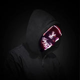 Halloween Scary Mask with LED Gloves Kit, LED Costume Mask EL Wire Light Up Mask for Halloween Costume Festival Cosplay (White&Pink) - Glow-Paradise