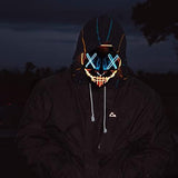 Depointer Halloween Scary Mask Cosplay Led Costume Mask EL Wire Light up Halloween Festival Party, Pink/Blue - Glow-Paradise