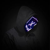 Halloween Scary Mask with LED Gloves Kit, LED Costume Mask EL Wire Light Up Mask for Halloween Costume Festival Cosplay (Purple) - Glow-Paradise