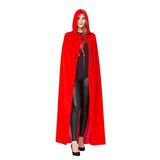 Spooktacular Creations Long Hooded Cloak Velvet Cloak Halloween Women Witch Cape Costume Accessory (Red) - Glow-Paradise