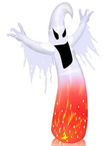 [Rotating Flame] 8 Foot Giant Halloween Inflatables Flame Ghosts Blow Up with Rotating LED Lights Halloween Decorations Outdoor Yard Lawn Garden Home Holiday Decor (6 Stakes 2 Tethers 2 Weight Bags) - Glow-Paradise