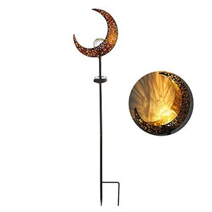 TOMBABY Solar Moon Garden Lights Crackle Glass Globe Moon Metal Yard Stake Lights,Waterproof Warm White F3 LED for Lawn, Pathway, Patio or Courtyard - Glow-Paradise
