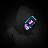 Halloween Scary Mask with LED Gloves Kit, LED Costume Mask EL Wire Light Up Mask for Halloween Costume Festival Cosplay(mix Blue&Purple) - Glow-Paradise