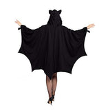 Woman’s Black Bat Zip Hoodie Halloween Costumes for Adults (Small) - Glow-Paradise
