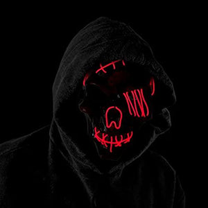 Halloween Mask LED Light up Costumes Scary Mask for Party Supplies Favor (Red pirate) - Glow-Paradise