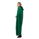 Spooktacular Creations Long Hooded Cloak Velvet Cloak Halloween Women Witch Cape Costume Accessory (Green) - Glow-Paradise