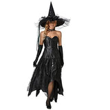 QinYing Halloween Costume Witch Hats for Women Steeple Top with LED Lights for Party (Black Polka Dots) - Glow-Paradise