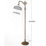 WERFACTORY Tiffany Floor Lamp White Crystal Bent Stained Glass Arched Lamp 12X18X64 Inches Gooseneck Adjustable Corner Standing Reading Light Decor Bedroom Living Room (LED Bulb Included) S508W Series - Glow-Paradise