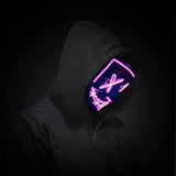 Halloween Scary Mask with LED Gloves Kit, LED Costume Mask EL Wire Light Up Mask for Halloween Costume Festival Cosplay(Pink) - Glow-Paradise