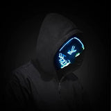 Halloween Scary Mask with LED Gloves Kit, LED Costume Mask EL Wire Light Up Mask for Halloween Costume Festival Cosplay (Blue & Green) - Glow-Paradise
