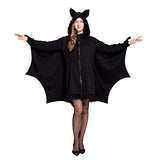 Woman’s Black Bat Zip Hoodie Halloween Costumes for Adults (Small) - Glow-Paradise