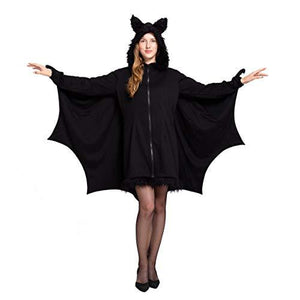 Woman’s Black Bat Zip Hoodie Halloween Costumes for Adults (Small) - Glow-Paradise