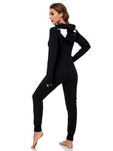 URATOT Women Skeleton Costume Glow in The Dark Halloween Onesie Pajama, Medium Black - Glow-Paradise