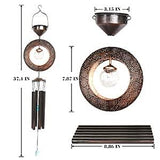 Solar Wind Chimes Round LED Crackle Glass Ball Metal Hanging Decor with Outside Deep Tone Elegant Gifts Garden Yard Porch Light Decorations Birthday Christmas for Mom Women Bronze… - Glow-Paradise