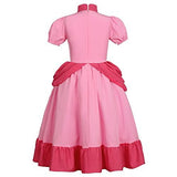 Super Brothers Peach Costume for Girls Princess Dress with Crown Halloween Party Outfit Pink 4-5 Years - Glow-Paradise