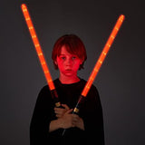 Light Up Saber 2-in-1 LED FX Dual Red Light Swords Set with Sound (Motion Sensitive) and Realistic Handle for Halloween Costume Accessories, Xmas Presents, Galaxy War Fighters and Warriors - Glow-Paradise