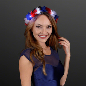 Autumn Festival Harvest Light Up Flower Crown Headband LED (Red/White/Blue Color, 1 Quantity Per Pack) - Glow-Paradise