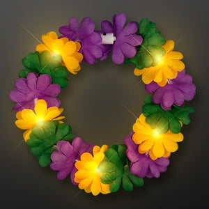 Autumn Festival Harvest Light Up Flower Crown Headband LED Mardi Gras (Purple/Yellow/Green Color, 1 Quantity Per Pack) - Glow-Paradise