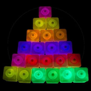Glow In The Dark Ice Cubes (Assorted Colors, 24 Cubes Per Pack) - Glow-Paradise