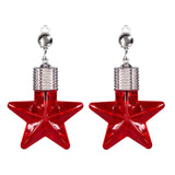 LED Light Up Star Shape Clip-On Earrings (Red Color, 1 Pair Per Pack) - Glow-Paradise