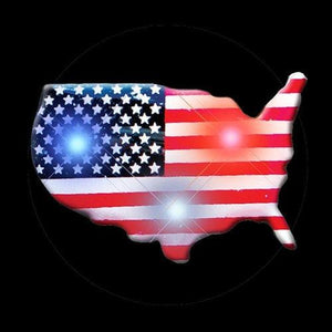 USA Shape Flag Flashing Body Light Lapel Pins (1 Per Pack) - Glow-Paradise