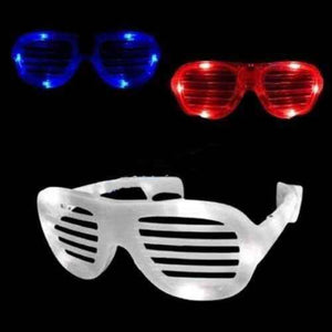 LED Light Up Hip Hop Shutter Shades Sunglasses - Patriotic Colors (Red/Blue/White, 3 Per Pack) - Glow-Paradise