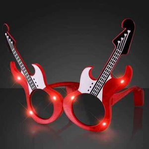 LED Light Up Red Guitar Sunglasses (1 Eyeglasses Per Pack) - Glow-Paradise