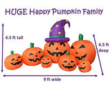 Outdoor Halloween Decorations Inflatables Yard Blow Up Decor Lawn Light Up Happy Pumpkin Family LED Light Up 9 feet x 4.5 feet by HappyThings! - Glow-Paradise