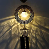 Solar Wind Chimes Round LED Crackle Glass Ball Metal Hanging Decor with Outside Deep Tone Elegant Gifts Garden Yard Porch Light Decorations Birthday Christmas for Mom Women Bronze… - Glow-Paradise