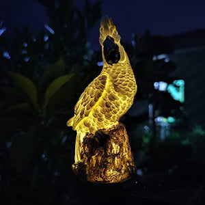 Garden Solar Light Outdoor Decor, Resin Parrot Solar LED Light for Outdoor, Animal Waterproof Light for Flower Fence Lawn Passage Walkway Courtyard Party Decoration, Yellow Parrot - Glow-Paradise