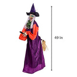 49 Inches Halloween Hanging Vibrating Witch with Light-up Eyes and Scary Sound Effect, Design with Motion and Sound Activation Function for Halloween Prop Décor,Outdoor, Indoor, Haunted House - Glow-Paradise