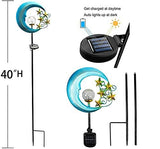 TOMBABY Solar Metal Star Moon Garden Lights -Crackle Glass Globe Outdoor Yard Stake for Lawn, Pathway, Patio or Courtyard - Glow-Paradise