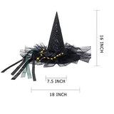 QinYing Halloween Costume Witch Hats for Women Steeple Top with LED Lights for Party (Black Polka Dots) - Glow-Paradise