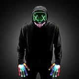 Halloween Scary Mask with LED Gloves Kit, LED Costume Mask EL Wire Light Up Mask for Halloween Costume Festival Cosplay (Green & Pink) - Glow-Paradise