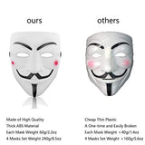 KTKDE Hacker Mask White V for Vendetta Halloween Face Mask Costume 4 Packs Anonymous Guy Fawkes Cosplay Party Carnival Masks - Glow-Paradise