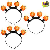 JOYIN Halloween 3 Pcs LED Pumpkin Headband with 6 Different Flashing Light Modes, Light Up Pumpkin Shaped Headband for Halloween Party Favor and Supplies, Halloween Accessory Supplies - Glow-Paradise