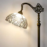 WERFACTORY Tiffany Floor Lamp White Crystal Bent Stained Glass Arched Lamp 12X18X64 Inches Gooseneck Adjustable Corner Standing Reading Light Decor Bedroom Living Room (LED Bulb Included) S508W Series - Glow-Paradise