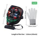 Halloween Scary Mask with LED Gloves Kit, LED Costume Mask EL Wire Light Up Mask for Halloween Costume Festival Cosplay(Blue & Green & Red) - Glow-Paradise