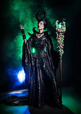 Feather Cape Shawl with Maleficent Horns Headband Set Halloween Costumes Couples Adults - Glow-Paradise