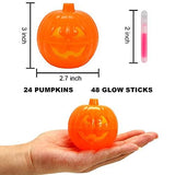 JOYIN 24 Pcs Halloween Pumpkin Shells with 48 Pcs Glow Sticks (Total 72) for Halloween Party Favors, Glow in the Dark, Halloween Light Up Party Supplies, Halloween Party Decorations - Glow-Paradise
