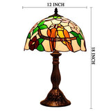 WERFACTORY Tiffany Table Lamp Stained Glass Bedside Lamp Double Tropical Birds Desk Reading Light 12X12X18 Inches Decor Nightstand Bedroom Living Room Home Office (LED Bulb Included) S803 Series - Glow-Paradise